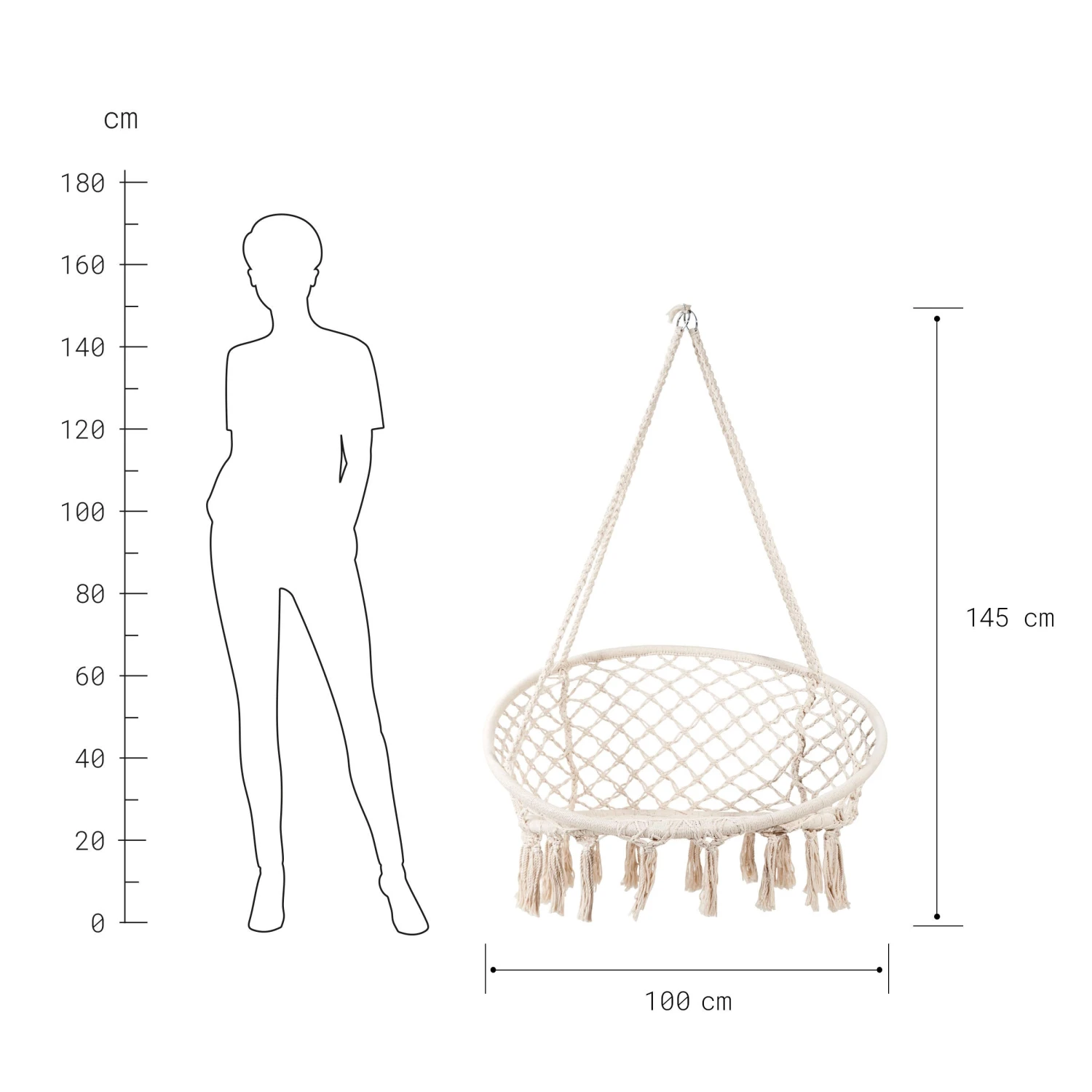 PARADISE NOW Hängesessel Mit Fransen Ø100cm 3 PARADISE NOW Hängesessel Mit Fransen Ø100cm – Bild 3