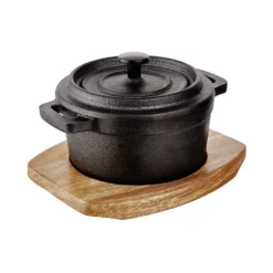 HOT IRON Mini-Serviertopf Mit Holzuntersetzer L 14 X B 11cm -Bestes Möbelhaus Geschäft 10220998 3