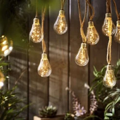 BULB LIGHTS LED-Lichterkette 10 Lichter Mit Naturseil & USB-Batteriefach -Bestes Möbelhaus Geschäft 10224976 5
