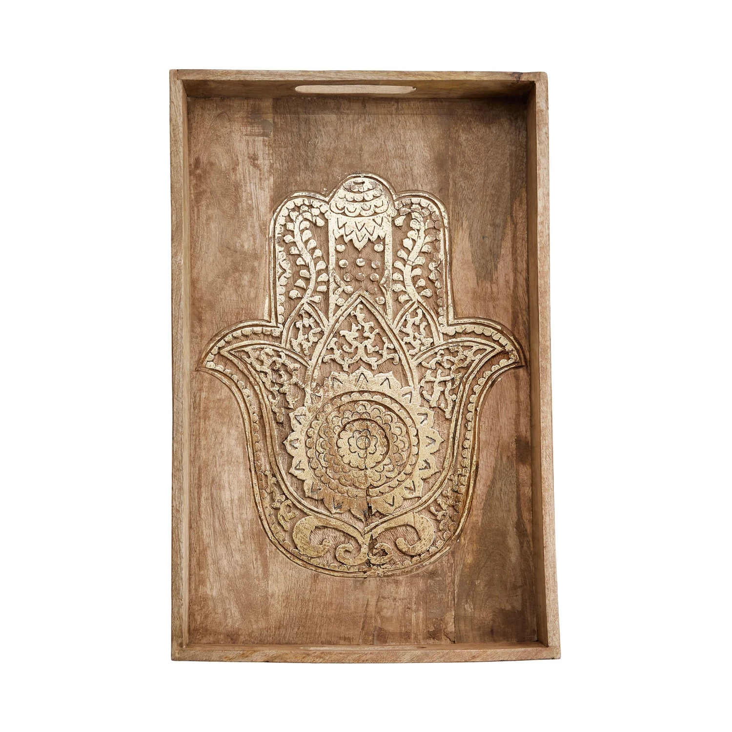 FATIMA Tablett Mit Schnitzerei L 51 X B 32cm 2 FATIMA Tablett Mit Schnitzerei L 51 X B 32cm – Bild 2