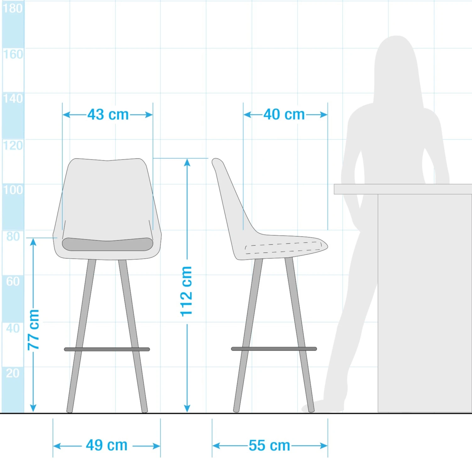 ALEDAS Barstuhl 2er-Set 9 ALEDAS Barstuhl 2er-Set – Bild 9