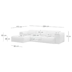 HUDSON Ecksofa 3-Sitzer Mit Longchair Davorstehend Links -Bestes Möbelhaus Geschäft 71000191 12