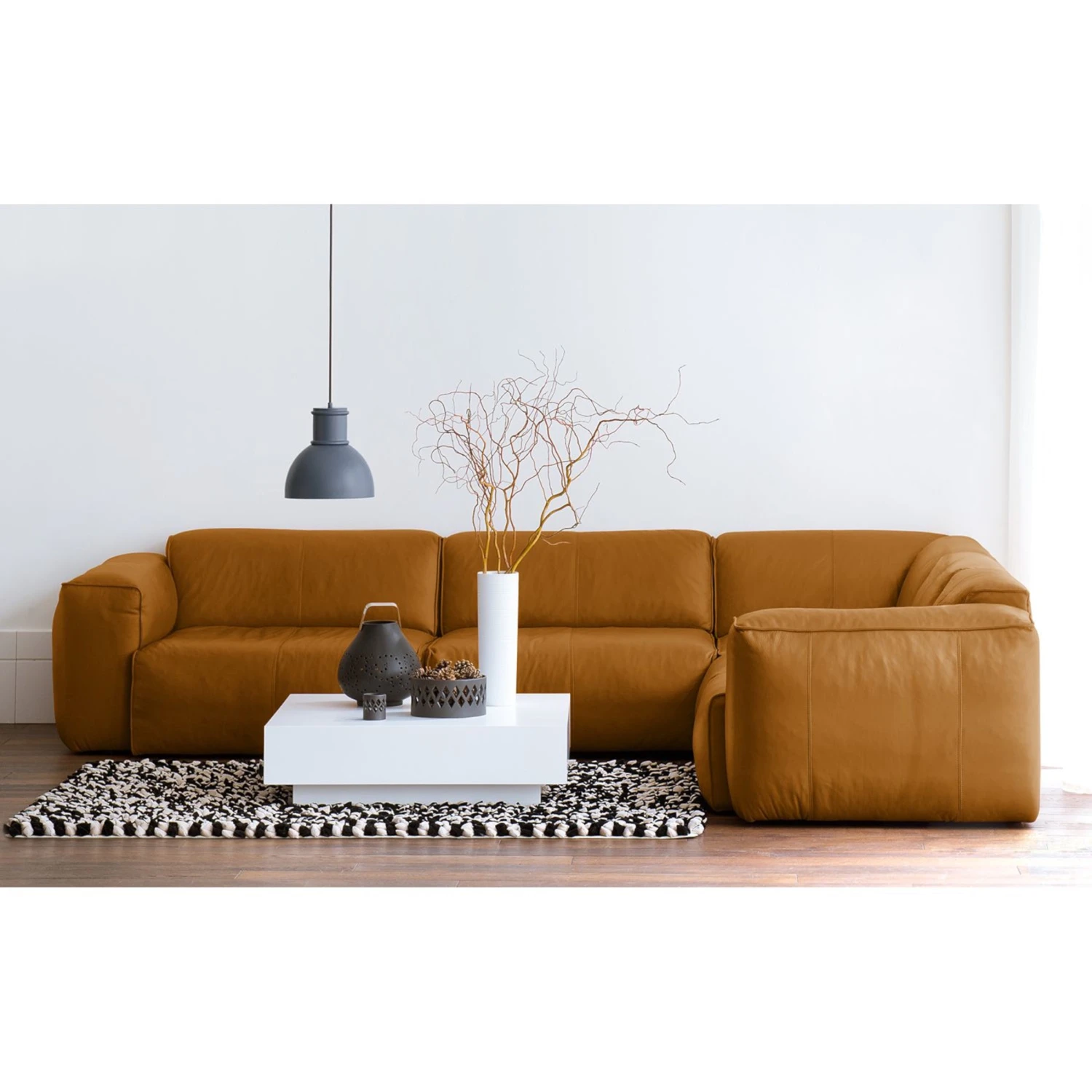 HUDSON Ecksofa Mit Rundecke Davorstehend Rechts Echtleder 2 HUDSON Ecksofa Mit Rundecke Davorstehend Rechts Echtleder – Bild 2