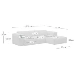 HUDSON Ecksofa 3-Sitzer Mit Longchair Rechts Davorstehend Echtleder -Bestes Möbelhaus Geschäft 71000972 7