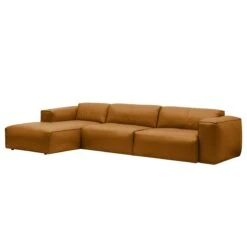 HUDSON Ecksofa 3-Sitzer Mit Longchair Davorstehend Links Echtleder