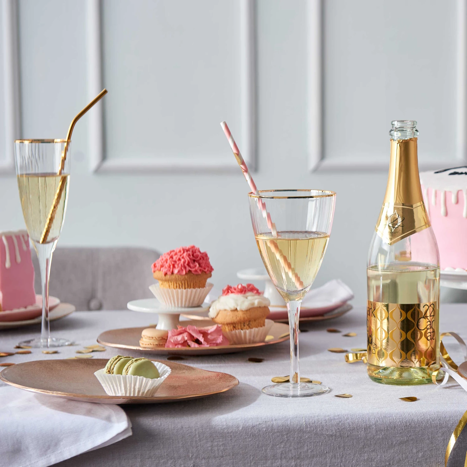 GOLDEN TWENTIES 4x Weingläser Mit Goldrand Und Rillen 280ml 5 GOLDEN TWENTIES 4x Weingläser Mit Goldrand Und Rillen 280ml – Bild 5