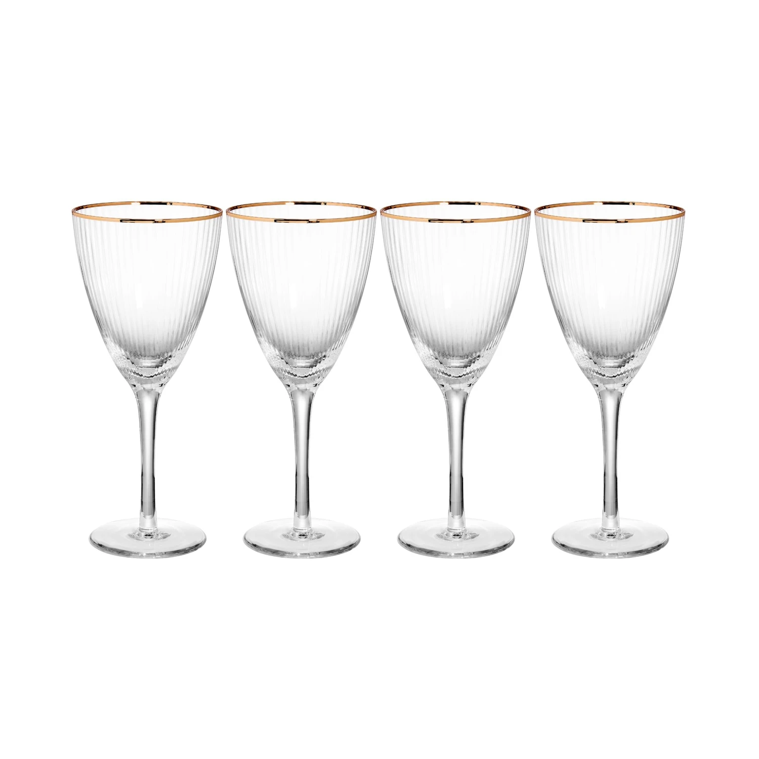 GOLDEN TWENTIES 4x Weingläser Mit Goldrand Und Rillen 280ml 1 GOLDEN TWENTIES 4x Weingläser Mit Goldrand Und Rillen 280ml