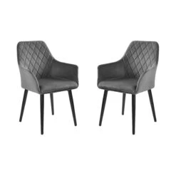 VELVET Stuhl Samt 2er-Set Grau