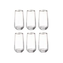 TOUCH OF SILVER 6x Longdrinkgläser Mit Silberrand 480ml