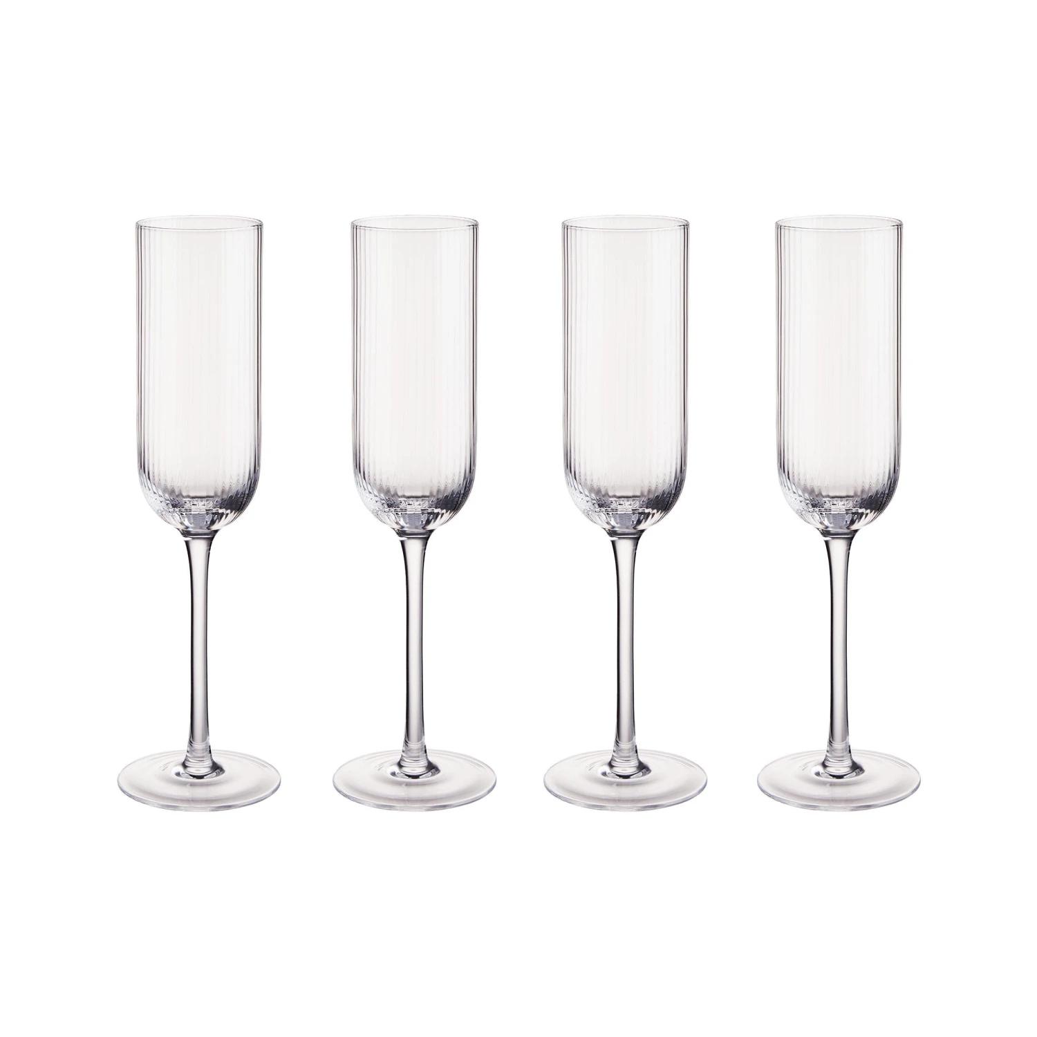 BARON 4x Sektgläser Mit Rillen 200ml 1 BARON 4x Sektgläser Mit Rillen 200ml